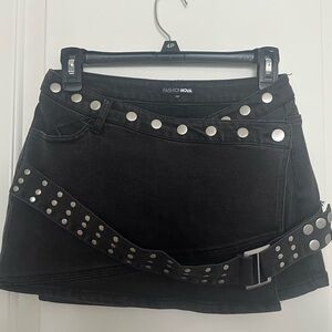 Fashion Nova Black Mini Skirt with Silver Studs